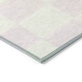 9' X 12' Pink And Ivory Geometric Washable Indoor Outdoor Area Rug