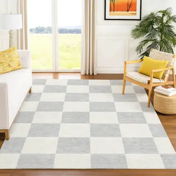 9' X 12' Silver And Ivory Geometric Washable Indoor Outdoor Area Rug