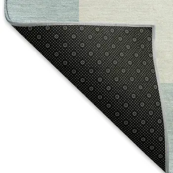8' Sky Blue And Ivory Round Geometric Washable Indoor Outdoor Area Rug