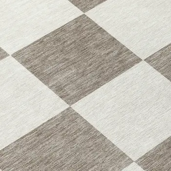 8' Taupe And Ivory Round Geometric Washable Indoor Outdoor Area Rug