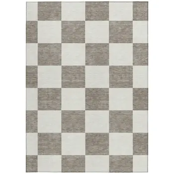 8' X 10' Taupe And Ivory Geometric Washable Indoor Outdoor Area Rug