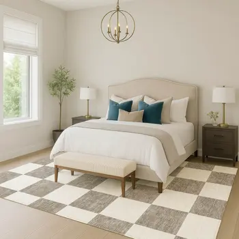 8' X 10' Taupe And Ivory Geometric Washable Indoor Outdoor Area Rug