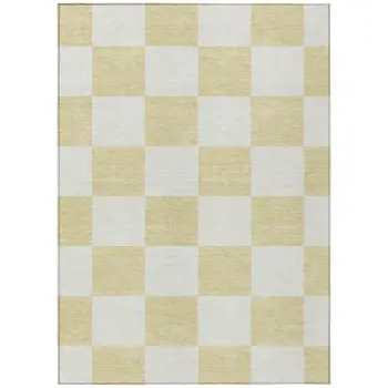9' X 12' Wheat And Beige Geometric Washable Indoor Outdoor Area Rug