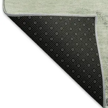 10' X 14' Artichoke Green And Ivory Abstract Washable Indoor Outdoor Area Rug