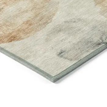 8' Beige Khaki And Ivory Round Abstract Washable Indoor Outdoor Area Rug