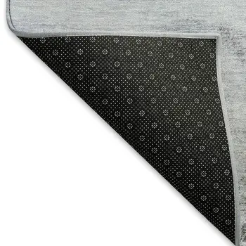 9' X 12' Denim Blue Taupe And Ivory Abstract Washable Indoor Outdoor Area Rug