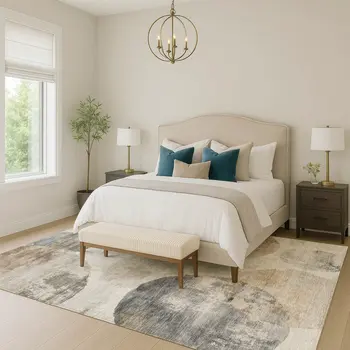 8' X 10' Taupe Ivory And Beige Abstract Washable Indoor Outdoor Area Rug