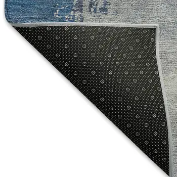 10' X 14' Blue And Ivory Abstract Washable Indoor Outdoor Area Rug