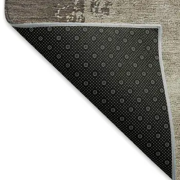 5' X 8' Brown Ivory And Blue Abstract Washable Indoor Outdoor Area Rug