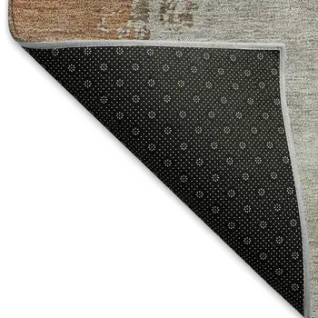 5' X 8' Rust Ivory And Gray Abstract Washable Indoor Outdoor Area Rug