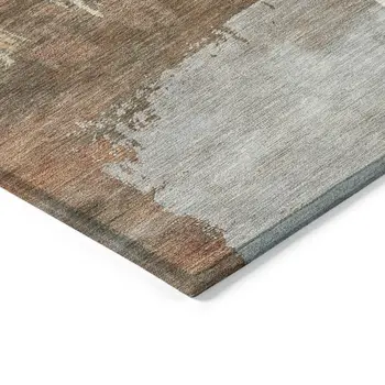 5' X 8' Rust Ivory And Gray Abstract Washable Indoor Outdoor Area Rug