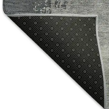 8' Charcoal Ivory And Beige Round Abstract Washable Indoor Outdoor Area Rug