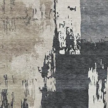 10' X 14' Charcoal Ivory And Beige Abstract Washable Indoor Outdoor Area Rug
