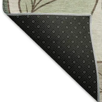 10' X 14' Fern Green And Ivory Botanical Leaves Washable Indoor Outdoor Area Rug