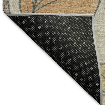 8' X 10' Copper Ivory And Sage Botanical Leaves Washable Indoor Outdoor Area Rug