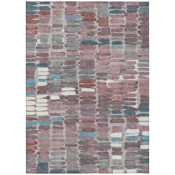 3' X 5' Blush Pink And Merlot Abstract Washable Indoor Outdoor Area Rug
