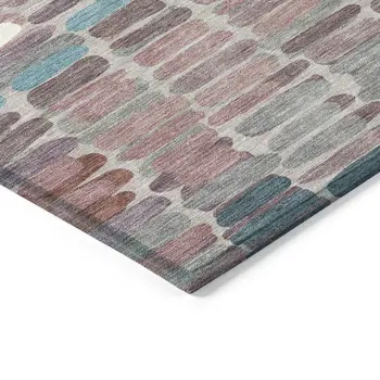 3' X 5' Blush Pink And Merlot Abstract Washable Indoor Outdoor Area Rug