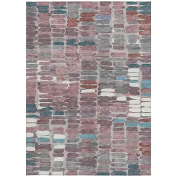 8' X 10' Blush Pink And Merlot Abstract Washable Indoor Outdoor Area Rug