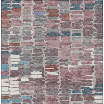 10' X 14' Blush Pink And Merlot Abstract Washable Indoor Outdoor Area Rug