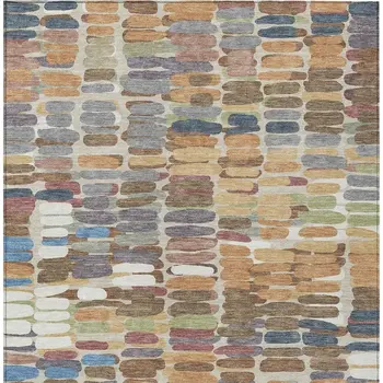 3' X 5' Copper White And Gray Abstract Washable Indoor Outdoor Area Rug