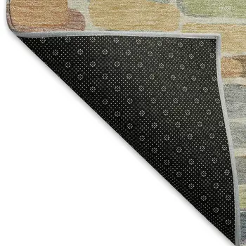 3' X 5' Copper White And Gray Abstract Washable Indoor Outdoor Area Rug