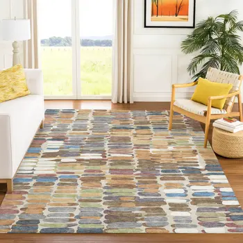 3' X 5' Copper White And Gray Abstract Washable Indoor Outdoor Area Rug