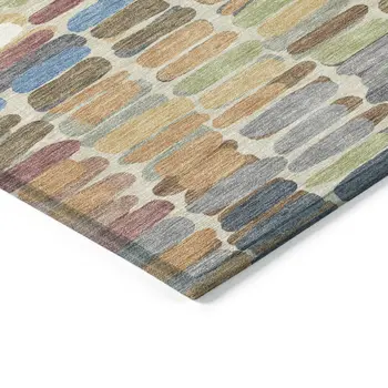 8' Copper White And Gray Round Abstract Washable Indoor Outdoor Area Rug