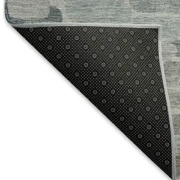 9' X 12' Gray Ivory And Pewter Abstract Washable Indoor Outdoor Area Rug