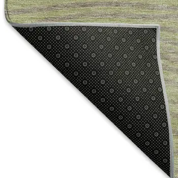 10' X 14' Artichoke Green And Ivory Striped Washable Indoor Outdoor Area Rug