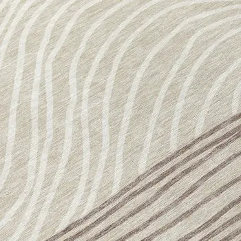 8' Beige Ivory And Brown Round Striped Washable Indoor Outdoor Area Rug
