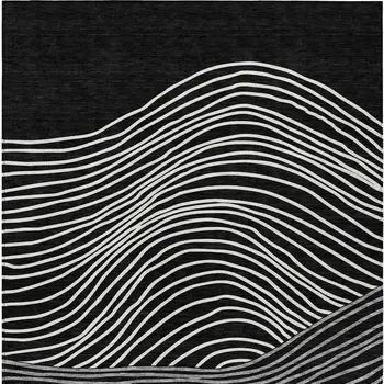10' X 14' Black Ivory And Gray Striped Washable Indoor Outdoor Area Rug
