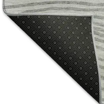5' X 8' Gray And Ivory Striped Washable Indoor Outdoor Area Rug