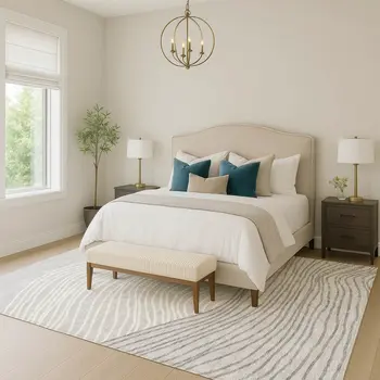 5' X 8' Gray And Ivory Striped Washable Indoor Outdoor Area Rug