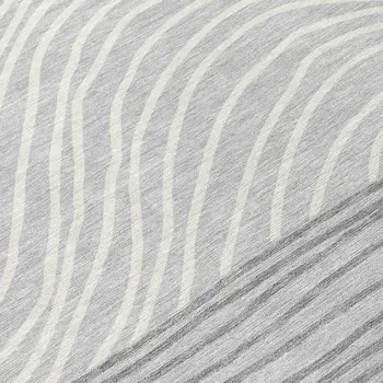 10' X 14' Gray And Ivory Striped Washable Indoor Outdoor Area Rug