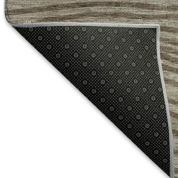 5' X 8' Taupe Beige And Brown Striped Washable Indoor Outdoor Area Rug