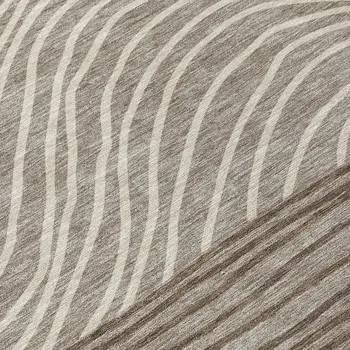 8' Taupe Beige And Brown Round Striped Washable Indoor Outdoor Area Rug