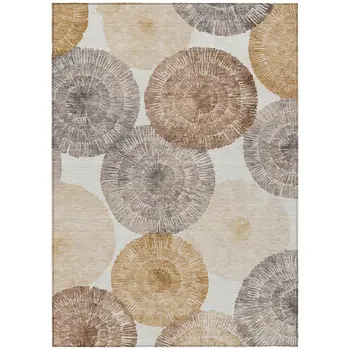 5' X 8' Copper Ivory And Gray Abstract Washable Indoor Outdoor Area Rug