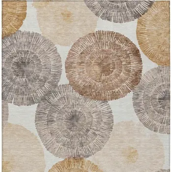 5' X 8' Copper Ivory And Gray Abstract Washable Indoor Outdoor Area Rug