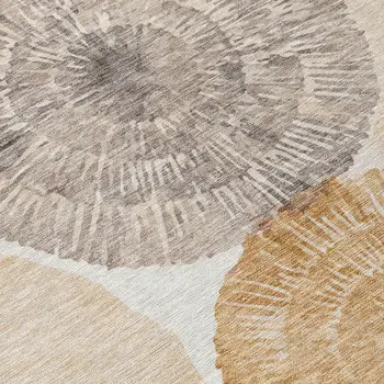 5' X 8' Copper Ivory And Gray Abstract Washable Indoor Outdoor Area Rug