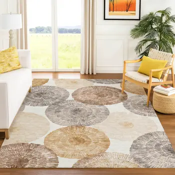 5' X 8' Copper Ivory And Gray Abstract Washable Indoor Outdoor Area Rug
