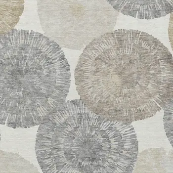 3' X 5' Linen Ivory And Beige Abstract Washable Indoor Outdoor Area Rug