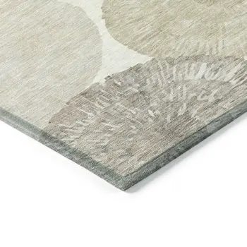 8' X 10' Linen Ivory And Beige Abstract Washable Indoor Outdoor Area Rug