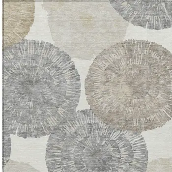 8' X 10' Linen Ivory And Beige Abstract Washable Indoor Outdoor Area Rug