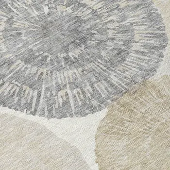 8' X 10' Linen Ivory And Beige Abstract Washable Indoor Outdoor Area Rug