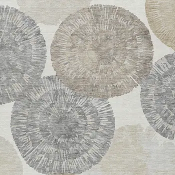 9' X 12' Linen Ivory And Beige Abstract Washable Indoor Outdoor Area Rug