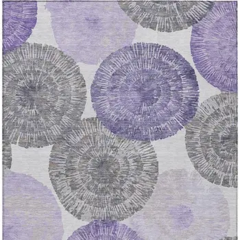 5' X 8' Plum Ivory And Khaki Abstract Washable Indoor Outdoor Area Rug