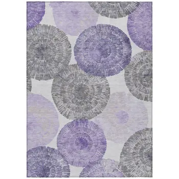 5' X 8' Plum Ivory And Khaki Abstract Washable Indoor Outdoor Area Rug