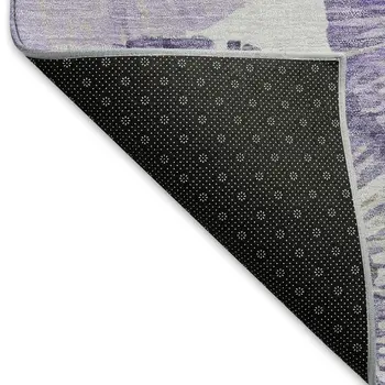 5' X 8' Plum Ivory And Khaki Abstract Washable Indoor Outdoor Area Rug