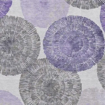 5' X 8' Plum Ivory And Khaki Abstract Washable Indoor Outdoor Area Rug