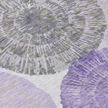 5' X 8' Plum Ivory And Khaki Abstract Washable Indoor Outdoor Area Rug